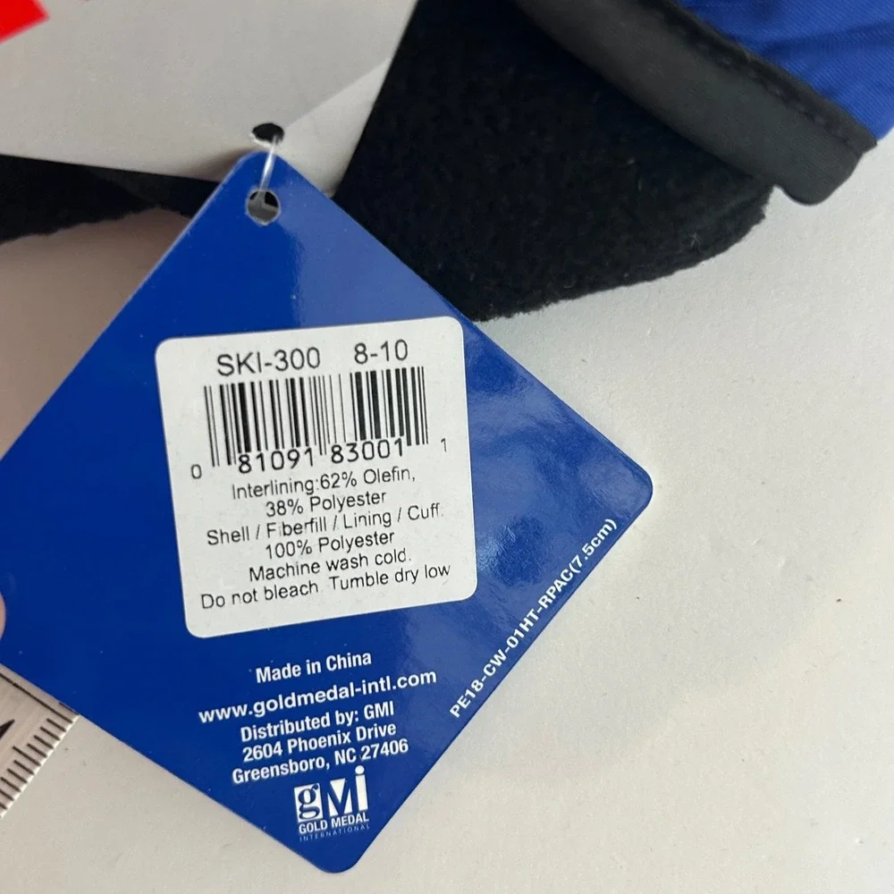 Gold Medal 3M Thinsulate Ski Gloves Blue Black Youth Size 8-10 SKI-300 NWT